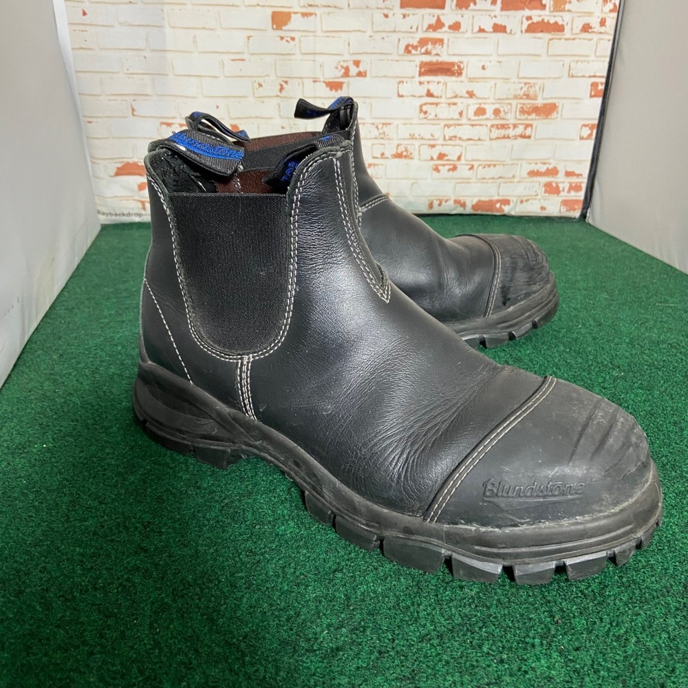 Blundstone 990 Work Boots Mens 9.5 Black Leather Steel Toe Chelsea Safety
